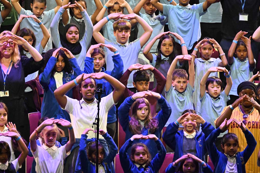 Primary school choirs at the Royal Albert Hall.